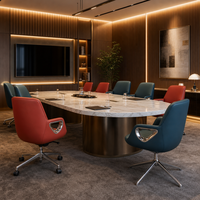 Chaise de bureau de direction ergonomique à dossier haut en cuir, pivotante, avec base en aluminium inclinable à 4 positions pour bureau à domicile