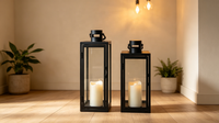 Lanterne avec bougie LED en forme de pilier, cadre arqué vintage, porte-bougie suspendu ou à poser pour la décoration de la maison, des mariages et des fêtes en extérieur