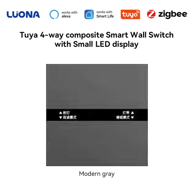 Multi-Choice Color Smart Zigbee Wall Switch with LED Screen 1/2/3/4 Gang WiFi Light Switch for Home Automation