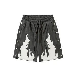 Custom Sweat Shorts Drawstring Waist French Terry 100% Cotton Gmy Side Button Adjustment Shorts Printing Men Shorts