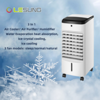 Ventilateur de sol puissant avec fonction d'humidification, télécommande, minuterie, rafraîchisseur d'air personnel et ventilateur pour serviettes.