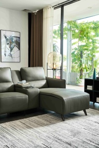 โซฟาหนังแท้รูปตัวแอลปรับเอนด้วยไฟฟ้าแบบยืดหดได้ พร้อมรีโมทคอนโทรล ดีไซน์ทันสมัย โครงโลหะ - Product Image 6