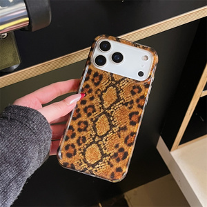 เคสโทรศัพท์มือถือลายเสือดาวและงูแบบ IMD สำหรับ iPhone 17 16 15 14 Pro Max ประดับกลิตเตอร์น่ารักสีทองวิบวับ ฝาหลังแข็งแรง - Product Image 4