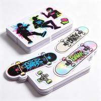 Autocollants d'art urbain Haoxuan en PVC holographique, motifs graffiti, figurines, haut-parleurs, skateboards, lettres abstraites, néon, feuille UV, résistants à l'usure