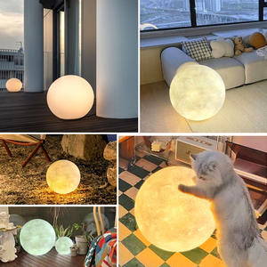 Luminária de Chão LED Minimalista Decoração de Casa Sala de Estar Quintal Lâmpada Lua 3D Luz de Canto com Pedestal - Product Image 4