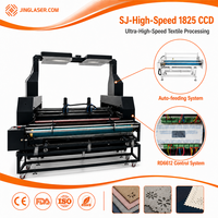 Machine de découpe laser CO2 CCD haute vitesse SJ-1825 avec système d'entraînement indépendant et découpeuse de contour automatique pour textiles, tissus et vêtements CE FDA