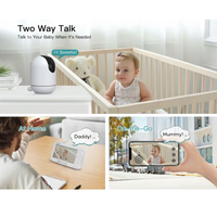 Babyphone intelligent vidéo 5 pouces hybride Wi-Fi et FHSS avec alarme de pleurs et vision nocturne, double mode