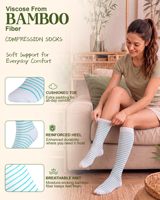 Bas de compression graduée en bambou 15-20 mmHg, hauteur genou, sans couture, décontractés, pour la santé des femmes et des hommes