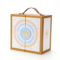 Boîte cadeau portable en papier à double porte avec logo personnalisé, doublure éponge écologique réutilisable, pour l'emballage alimentaire des gâteaux de lune