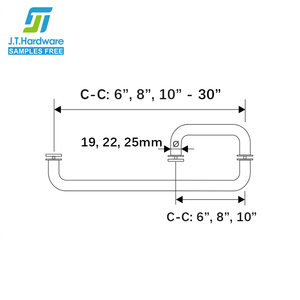 SD loạt thép không gỉ 3/4 "19mm hình ống Phòng tắm kính cửa kéo xử lý khăn thanh kết hợp - Product Image 6