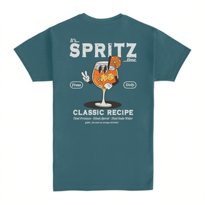 T-shirt Spritz Classic Recipe da uomo, colore verde acqua, con design cocktail e formula della bevanda italiana - Product Image 2