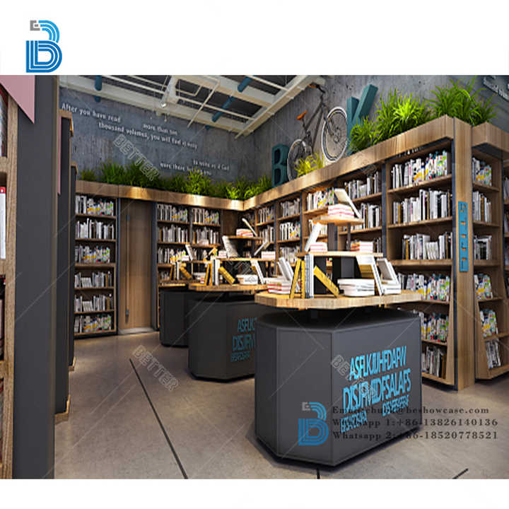 Custom Modern Curved Library Interior Design Commercial Wood Book Shelf ...