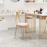 Tabouret de coiffeuse papillon avec dossier, chaise papillon, tabouret de salon de manucure, tabouret de luxe léger, style princesse, tabouret de maquillage pour fille