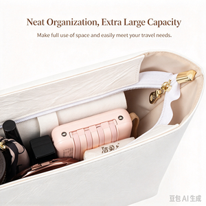 กระเป๋าใส่ของแบบมีโครงสร้างหนังสีขาวสำหรับ Neverfull MM Tote OEM ODM ดรอปชิปปิ้ง - Product Image 3