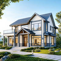 Villa préfabriquée moderne de luxe à deux étages, 4 chambres, 1 cuisine, structure en acier léger, maison modulaire, bureau, hôtel