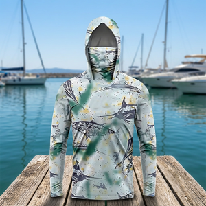 Men's UPF 50 Hooded Quick Dry Fishing <b>Shirt</b> with Face Mask Long Sleeve UV Protection Breathable Comfortable Sun Jersey - Product Image 3