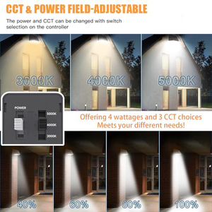 Wall Light Fixture 20250LM 125W CCT Tunable <b>Outdoor</b> Full Cutoff Square Polycarbonate Led Wall Pack with Photocell - Product Image 5