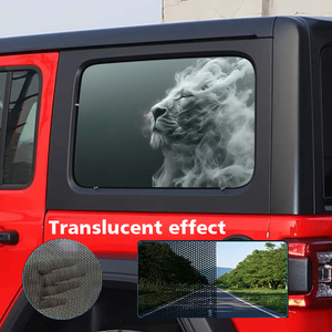 Adesivo per Finestrino Auto Personalizzato con Logo Leone Fumé, Trasparente e Perforato, Visione Unidirezionale per Finestrini Posteriori - Product Image 1