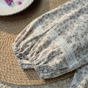 Vestido de niña coreano de primavera con solapa, manga farol, de algodón tejido a crochet, ODM, antiarrugas, con hombros descubiertos, estilo vestido de gala, <span class=keywords><strong>maxi</strong></span> floral - Product Image 3