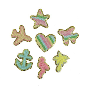 Bordado Chenille mujeres parches corazón estrella relámpago avión flamenco ancla parches para sombrero - Product Image 2