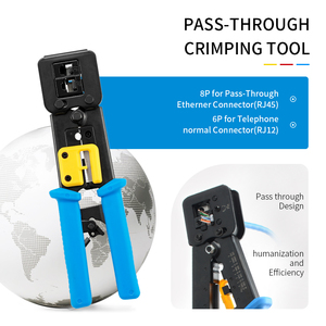Alicates crimpadores de mano <span class=keywords><strong>para</strong></span> conectores Ethernet de paso, de acero inoxidable, grado industrial, <span class=keywords><strong>para</strong></span> cortar y pelar, <span class=keywords><strong>herramienta</strong></span> de crimpado RJ45 - Product Image 1