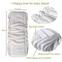 Insert de couche lavable direct d'usine 1-3 ans doublures de couche en microfibre de coton de fibre de bambou super absorbantes pour la couche de bébé