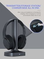 Casque TV sans fil 2,4G+BT avec base de charge et émetteur 2-en-1 et HDMI ARC