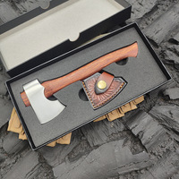 Hache de camping multifonctionnelle en bois de rose pour l'extérieur, manche en bois massif, taille moyenne, pour la coupe du bois, le défrichement forestier et la menuiserie (cadeau)