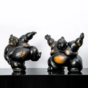 Decorazione classica personalizzata resina sport statua stile giapponese sumo lottatori scultura