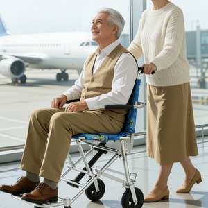 Silla de Ruedas Manual Ligera Plegable para Personas Mayores, Ideal para Viajes <span class=keywords><strong>en</strong></span> Avión y Transporte - Product Image 4