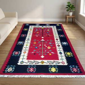 Geometric 60 count Kilim Area <b>Rug</b> Handmade Jute <b>Flat</b> Pile Rectangular Floor Mat for Bedroom Living Room Home Decor - Product Image 3