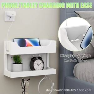 Wall Mounted Double Layer Shelf 25x17x9cm Multifunction Storage <b>Rack</b> For Phone <b>Glasses</b> Clock And Misc Items - Product Image 4