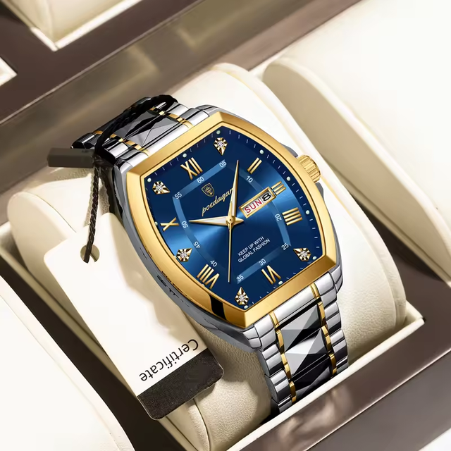 Poedagar 958 New Fashion Luxury Men Wristwatch Waterproof Luminous Quartz Watches Stainless Steel Watch
