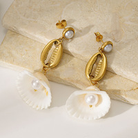 Boucles d'oreilles tendance personnalisées OEM en acier inoxydable plaqué or 18 carats, inaltérables, accessoires de mode bijoux océaniques