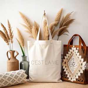 Sac à Bandoulière en Toile avec Logo Imprimé Personnalisé Sac Fourre-Tout Portable de Style Vintage Sac à Main Réutilisable de Cadeau de Mariage à Bas quantité minimale de commande - Product Image 2