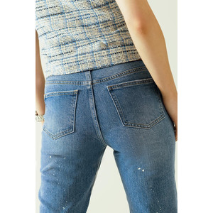 Jeans Skinny Blu con Finitura Metallizzata in Lavaggio Chiaro - Product Image 4