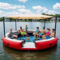Grand pont flottant gonflable pour fête aquatique avec piscine et trampoline, pour parc aquatique et divertissement nautique