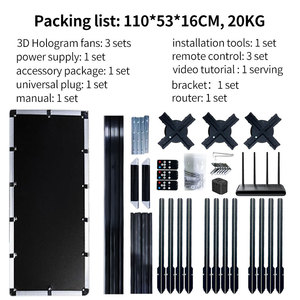 <span class=keywords><strong>3D</strong></span> Hologram Fan Xách Tay Hàng không hộp kỹ thuật số đứng con người LED fan 1x3 nối với bìa trong suốt <span class=keywords><strong>3D</strong></span> chiếu Holographic - Product Image 5