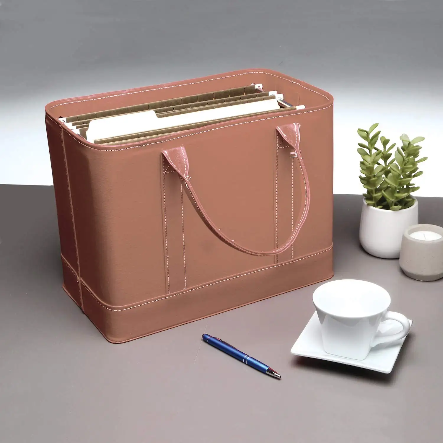 Portable File Box Chic File Organizer Tote Important Document Organizer Bag with Handle