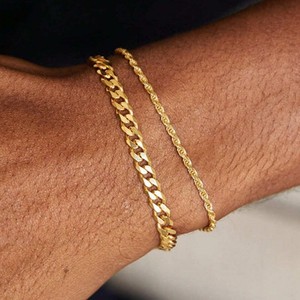 Cubaanse Link Waterdichte Heren Hand Stoeprand Kettingen 18K Echt Verguld Roestvrij Staal Hiphop Sieraden Unisex Vrouwen Armbanden - Product Image 1