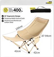 Chaise de camping pliante inclinable en tissu Oxford avec cadre en fer, dossier à trois niveaux, portable et moderne, pour l'extérieur, vente en gros