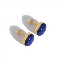 Boucles d'oreilles clous pour femmes, rondes, uniques, en lapis-lazuli, œil de tigre, alliage plaqué or/argent, forme de boule, haute sensibilité, nouveauté 2025