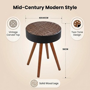 <b>Round</b> Coffee <b>Table</b> 15.7 Inch Carved Top Modern Accent <b>Table</b> for <b>Small</b> Spaces Drink Side <b>Table</b> - Product Image 6