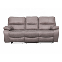 Canapé inclinable manuel 3 places moderne en tissu gris avec accoudoirs rembourrés et structure en bois pour salon - Vente en gros