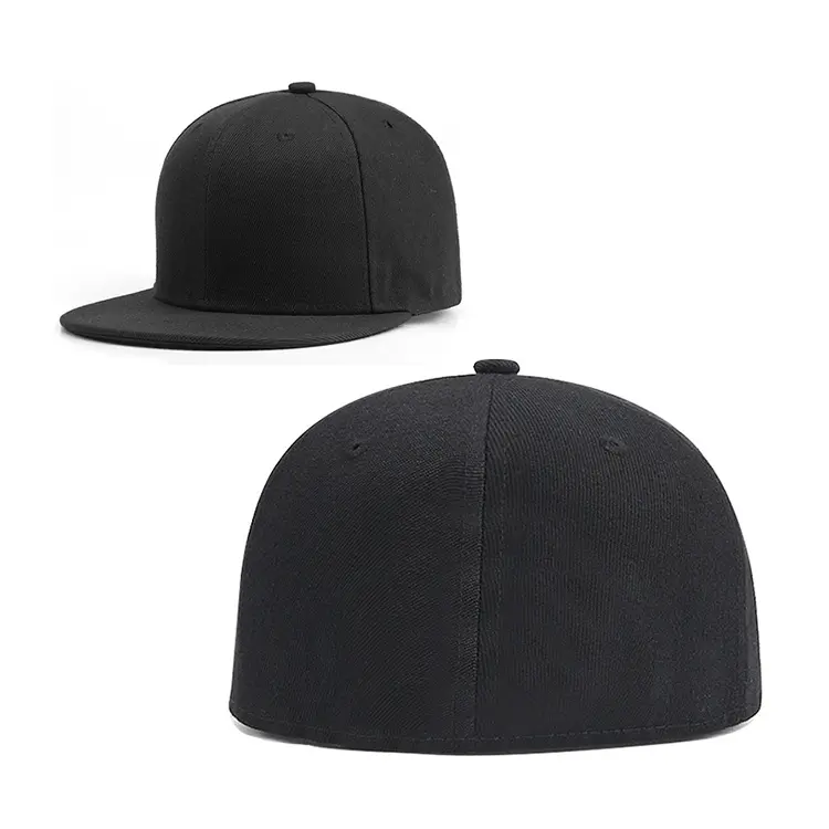 Chapéu de aba plana, alta qualidade, venda no atacado, preto branco, aba plana, fechada, tampas snapback, chapéus