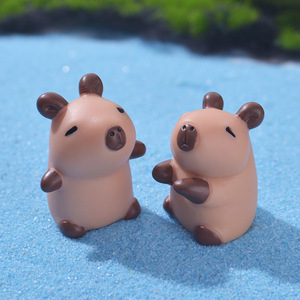 Nouveau mignon Capybara Capibala bricolage petit dauphin résine Statue 3D Art pour noël Micro paysage bureau ornement dessin animé - Product Image 3