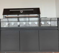 Barbecue à gaz moderne pour l'extérieur, 8 brûleurs, corps en acier galvanisé avec revêtement en poudre, brûleurs en acier inoxydable, étagères latérales en acier inoxydable, allumage électronique