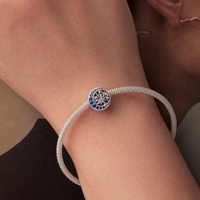 OEM Moon Tree Plata 925 Argent Gravé Zircon Luxe Charme Western Personnalisé Creux Bracelet Diy Fabrication de Bijoux Perle Charms