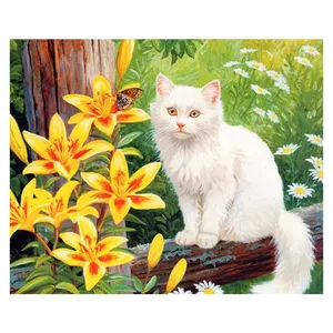 Full Drill Square/Round Diamond Painting Cross Stitch Cat 5D Diamond Mosaic Art Diamond Embroidery Animals Resin Drill Pictures