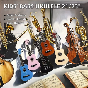 Venta al por mayor de guitarra eléctrica de 21/23 pulgadas, ukelele de palisandro, ukelele bajo, instrumentos musicales de cuerda para niños - Product Image 3